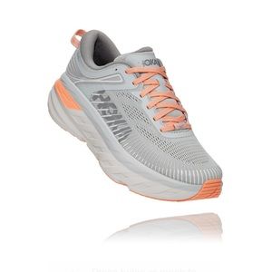 Hoka Bondi 7 Gray Pink Running Shoes Women